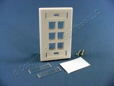 Leviton White Quickport 6-Port ID Window Flush Wallplate 1-Gang Cover 42080-6WS picture