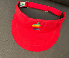 Vintage Apple Computer Red Visor Cap Sewn Rainbow Apple Logo - Macintosh picture