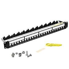 24 Ports 1u Blank Keystone Patch Panel 19 Inch Rack Or Wall Mount With Rear Cabl picture
