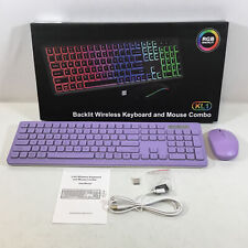 Arcwares Purple 2.4G USB Ergonomic Wireless Keyboard And Mouse Combo picture
