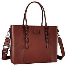 MOSISO PU Leather Laptop Tote Bag for Women (17-17.3 inch), Brown picture