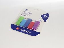 Verbatim PinStripe 32GB USB 2.0 Flash Drives Assorted Colors 5/Pack 70055 NIOB picture