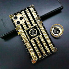 Bling Flower Ring Square Back Case Cover For 13 12 11 Pro Max XS XR 7 8 SE 2020 picture