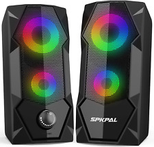 SPKPAL Computer Speakers RGB Gaming Speakers for PC 2.0 Wired USB Powered Stereo picture