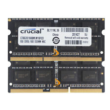 Crucial 16 GB 2x 8 GB DDR3L RAM PC3L-12800S 1600Mhz SODIMM Laptop Memory NON-ECC picture