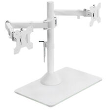 VIVO White Dual Monitor Adjustable Mount w/ Glass Base, Fits 2 Screens up to 32