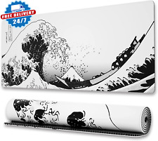 Japanese Wave Mouse Pad, Extended XL Mousepad with Anti-Slip Base, Cool Large picture