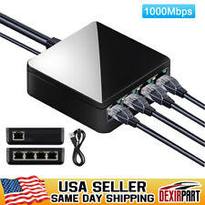 4 Port Gigabit Ethernet Network Switch Hub RJ45 LAN Network Internet Splitter US picture