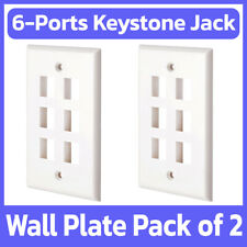 2 Pack Keystone Wall Plate Single Gang Six Ports Faceplate 6 Jack Wallplate picture