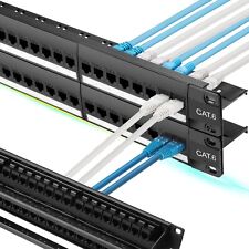 Rapink Patch Panel 48 Port Cat6 with Inline Keystone 10G Support, Pass-Thru C... picture