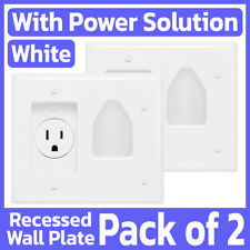 2 Pack Recessed Cable Wall Plate with Power Outlet 2-Gang Low-Voltage Wallplate picture