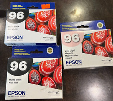 Lot of 3 Epson 96 Matte Black, Photo  Black & Magenta Ink Cartridges - expired picture