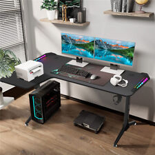 Corner L Shaped Gaming Desk Computer PC Workstation Writing Table with LED Light picture
