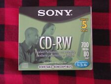 New Sony CD - RW 5 Pack Blank Discs 700MB 80Min Rewritable 5CDRW700L picture