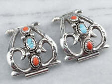Sterling Silver Turquoise and Coral Watch Tips picture