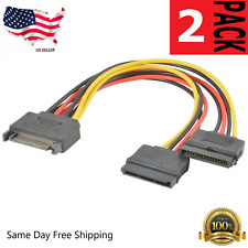2x SATA Power 15 pin Y Splitter Cable Adapter Male to Female for HDD Hard Drive picture