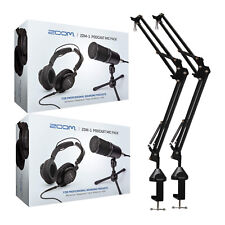 Zoom ZDM 1 2 Person Podcast MicrophonePack Accessory Bundle and Two Knox BoomArm picture