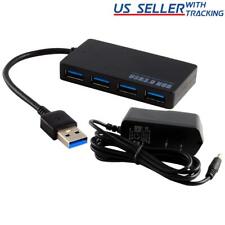Powered 4-Port USB 3.0 Hub 5Gbps Portable Compact for PC Mac Laptop Desktop picture