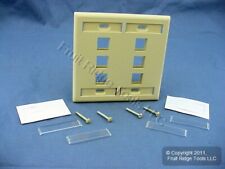 Leviton Ivory Quickport 6-Port ID Window Flush Wallplate 2-Gang Cover 42080-6IP picture
