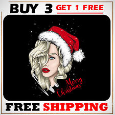 Merry And Christmas Beautiful Girl Santa Hat Claus Holiday Gaming Mouse Pad Gift picture