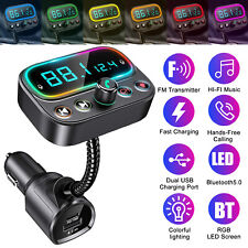 Car Wireless Bluetooth 5.0 FM Transmitter Adapter Radio AUX USB LED Music Player picture