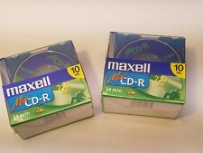 02 each Maxell Mini CD-R  Pack of 10  210MB 24x Speed w/ Jewel Cases, Sealed picture