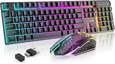 Wireless Gaming Keyboard and Mouse Combo Rainbow Backlit for Windows PC Gamers picture