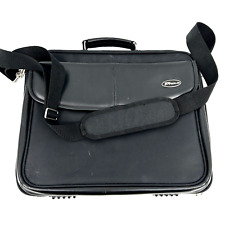 VTG TARGUS Black Leather-Nylon Laptop Notebook Case Cross Body Brief Case 16x13