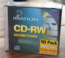 Imation 10 Pack CD-RW Rewritable 650 MB / 74 Min CD Slim Case Design ~ SEALED picture