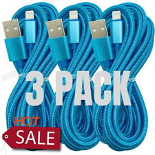 3 Pack Braided USB Charger Cable 10Ft For iPhone 14 13 12 11 XR 8 Charging Cord picture
