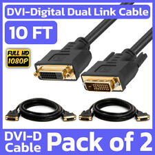 2 Pack DVI Extension Cable 10 Feet DVI-D Dual Link Male to Female Cable Extender picture