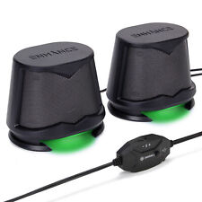 Computer Speakers USB Powered Green LED Glow Lights 10W Peak Sound picture