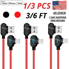 90 Degree USB Data Charger Cable For iPhone 6 7 8 X 11 12 13 Charging Cord 3/6Ft picture