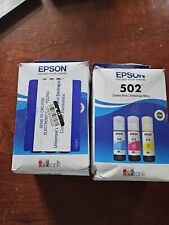 2 Genuine Epson EcoTank 502 Combo Color Ink Pack Cyan Magenta Yellow New picture