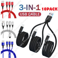 10X Lot 3A Fast USB Charging Cable 3in 1 Charger Cord For iPhone USB-C Micro USB picture