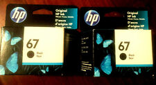 New Pair HP 67 Black Ink Cartridges Genuine Retail Box Late 2024 picture