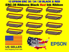 12 EPSON ERC 30 / 34 / 38 BLACK & RED INK PRINTER RIBBONS **FREE SHIPPING** NEW picture