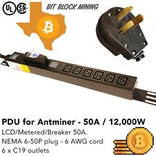 LCD Metered/Breaker Mining PDU 240V 50A Nema 6-50P 6-Ports C19 Cord 6.5F long TX picture