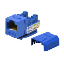 100 pack lot Keystone Jack Cat5e Network Ethernet 110 Punchdown 8P8C Blue picture