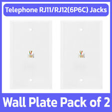2 Pack Phone Wall Plate 6P6C RJ11 RJ12 Telephone Line Jack Faceplate - White picture