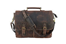 16 In Office Briefcase Messenger Bag Laptop Satchel Buffalo Leather Shoulder Bag picture