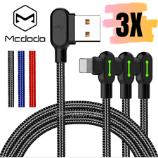 3Pack Mcdodo 90 Degree Braided USB Charging Cable Data Charger Lot For iPhone 11 picture