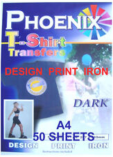 Phoenix Brand IRON ON T TEE Shirt DARK Transfer Paper A4 50 Sheets picture