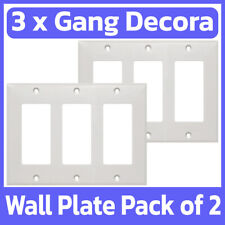 2 Pack 3 Gang Decora Wall Plate Blank White Decorative Outlet Covers WallPlate picture