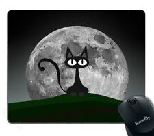Cat Mouse Pad Custom Black cat on a Beautiful Night with Full Moon Personalit... picture