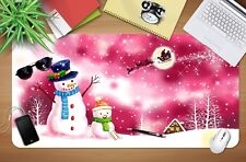 3D Snowman Purple Ink Starry Sky Christmas 7 Non-slip Office Desk Mouse Mat Game picture