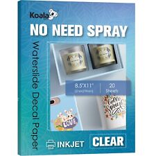 Koala NO NEED SPRAY CLEAR Waterslide Decal Paper for INKJET Printer 20 Pk 8.5x11 picture