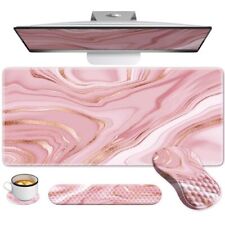 Rose Gold Desk Mat Set Pink Mouse Pad with Wrist Rest Keyboard Wrist Rest4 in... picture