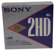 New Sony 5.25” (130mm) 1.6MB Double Sided High Density Floppy 10 Pack Disks picture