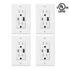 High Speed USB Type-C/A Wall Outlet Charger 5.8A Receptacle Tamper Resistant 4PK picture